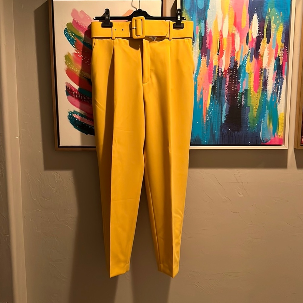Zara yellow belted pants